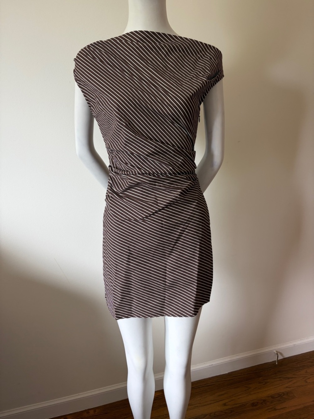 JL Luxe Brown Striped Sheath Mini  Dress Size 6